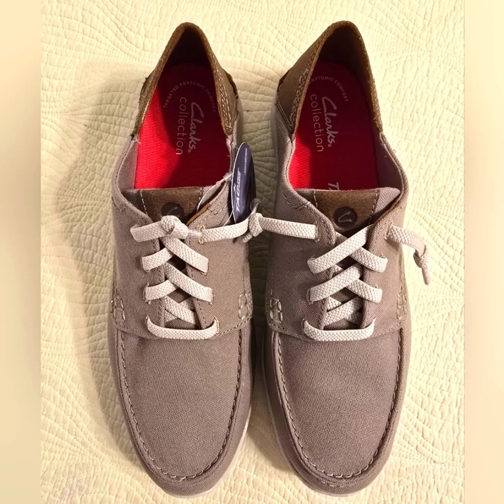 NIB Clarks Men's Gray Gorwin Lace Casual Shoes